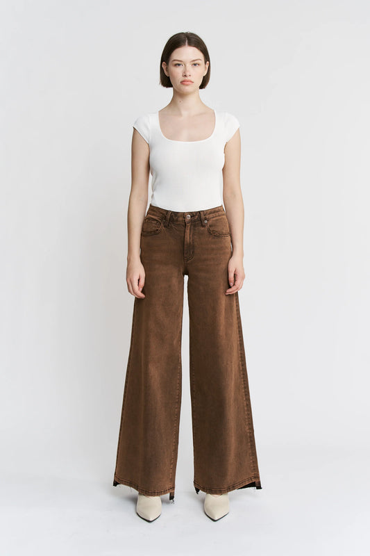 High Rise Wide Leg Vintage Wash Denim