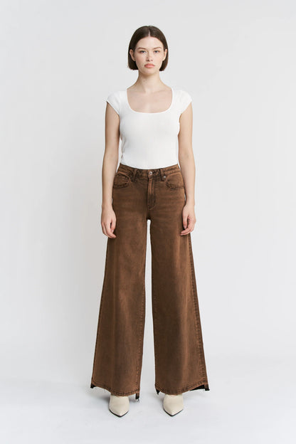 High Rise Wide Leg Vintage Wash Denim