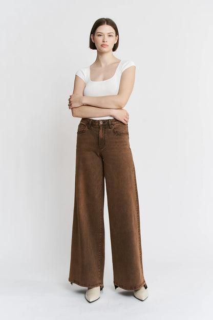 High Rise Wide Leg Vintage Wash Denim