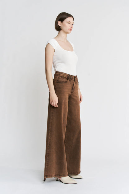 High Rise Wide Leg Vintage Wash Denim