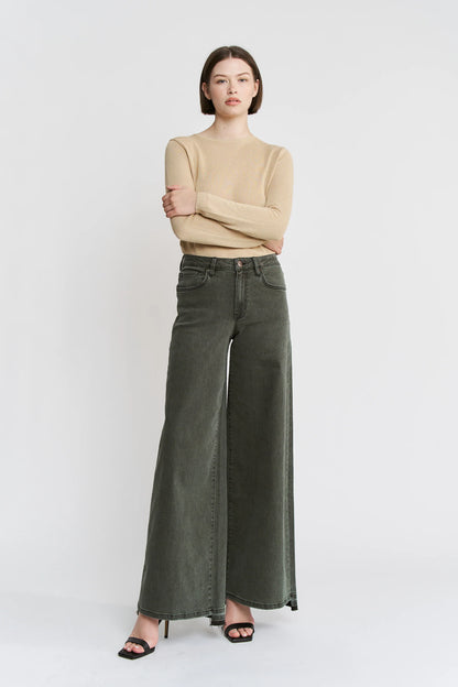 High Rise Wide Leg Vintage Wash Denim