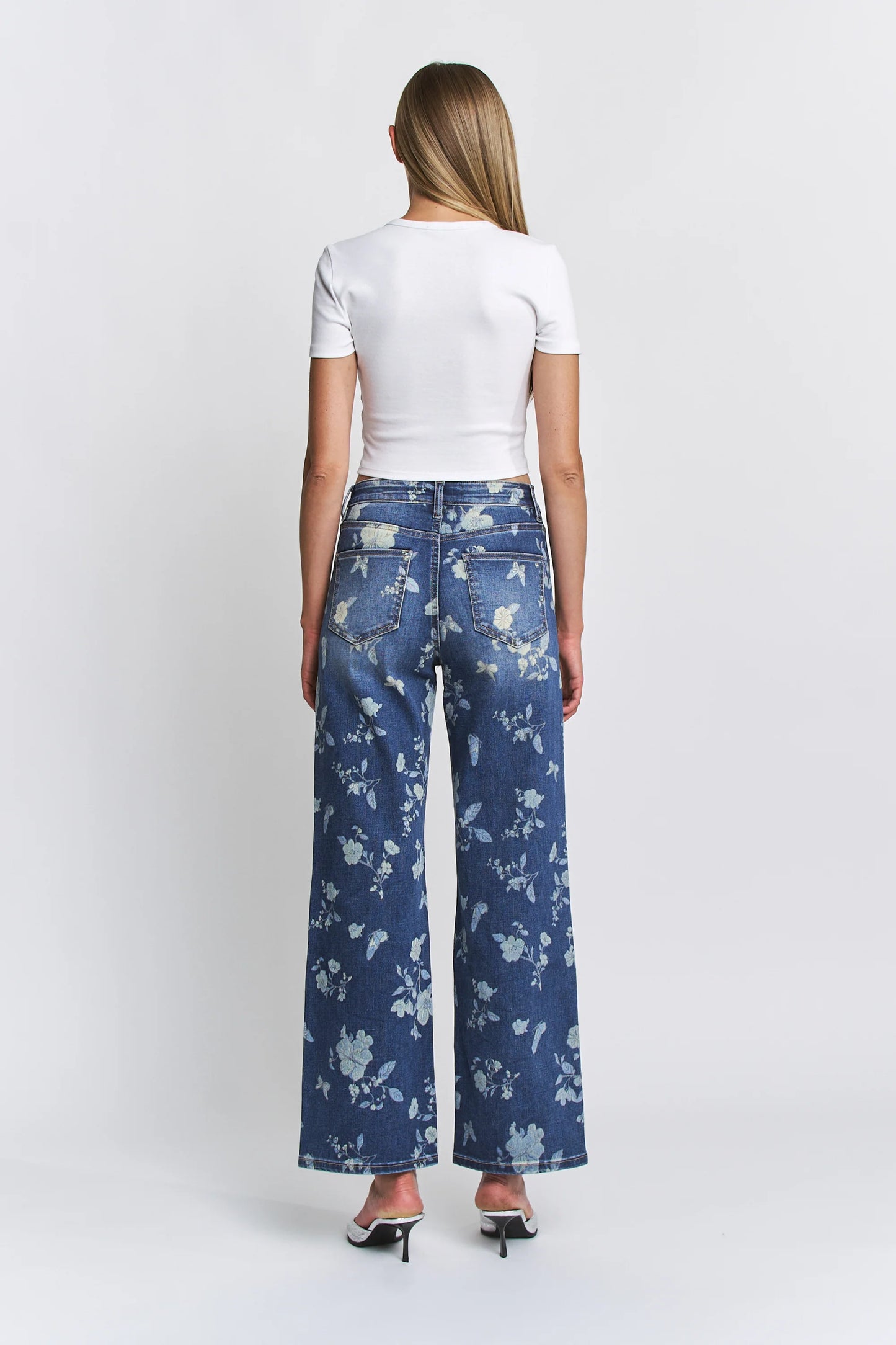 MICA Floral High Rise Wide Leg Denim