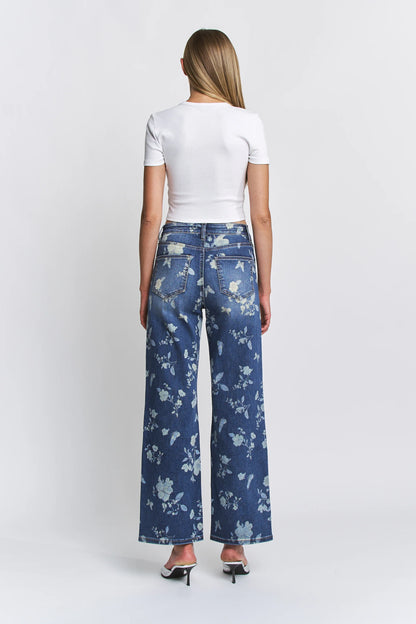 MICA Floral High Rise Wide Leg Denim