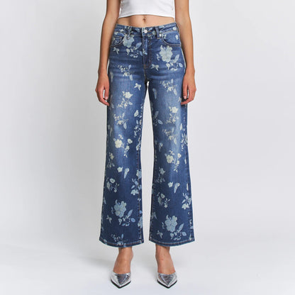 MICA Floral High Rise Wide Leg Denim