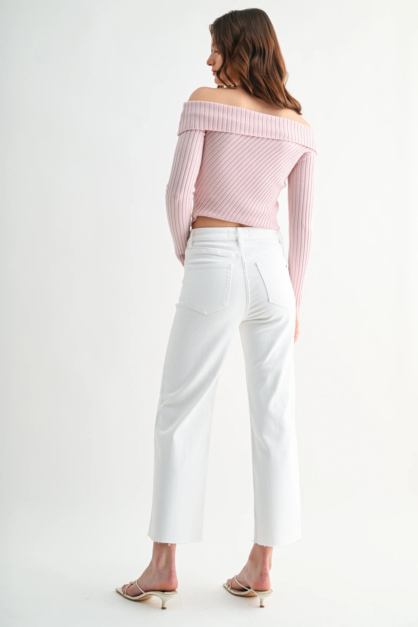 MICA Wide Leg Crop White Denim