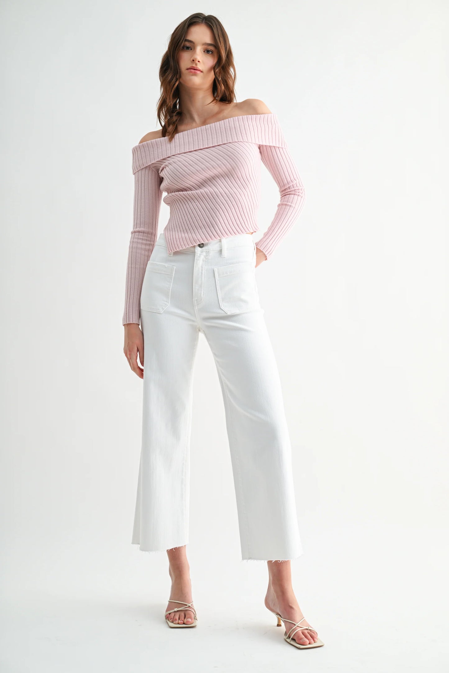 MICA Wide Leg Crop White Denim