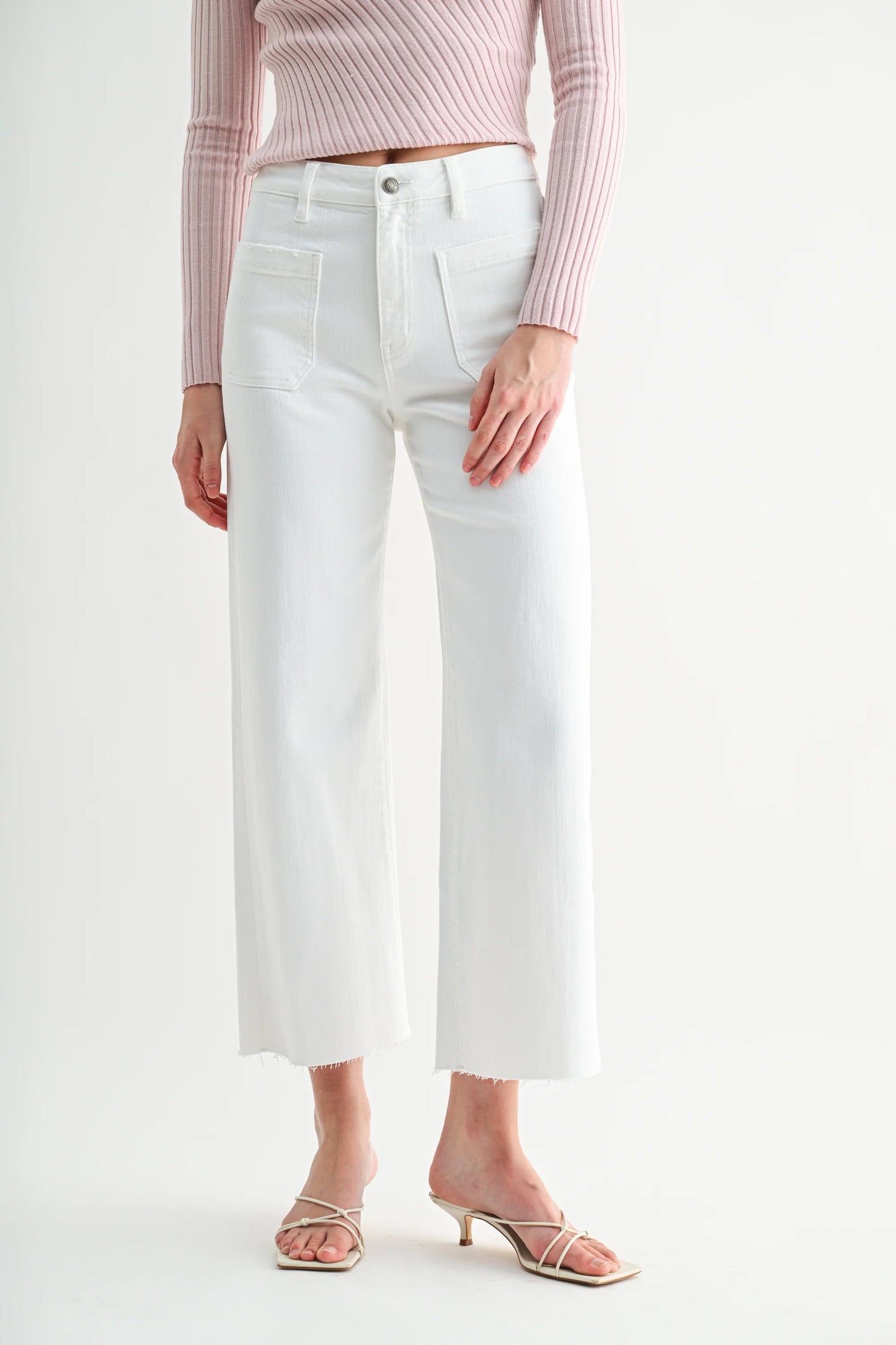 MICA Wide Leg Crop White Denim