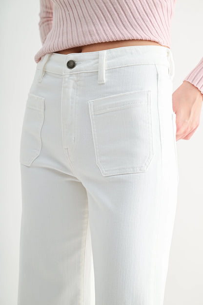 MICA Wide Leg Crop White Denim