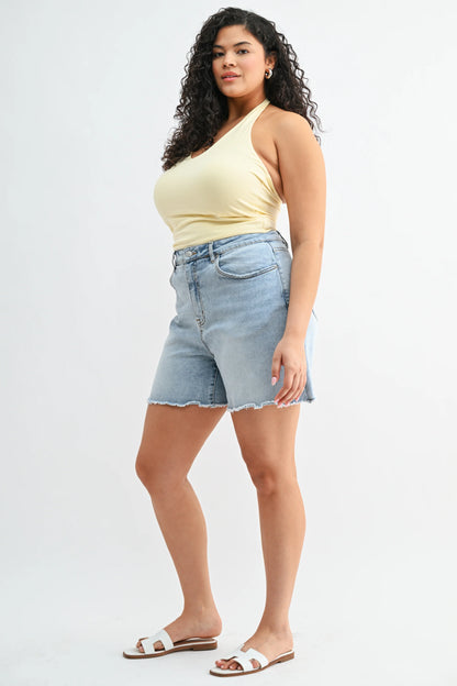 MICA High Rise Frayed Hem Shorts