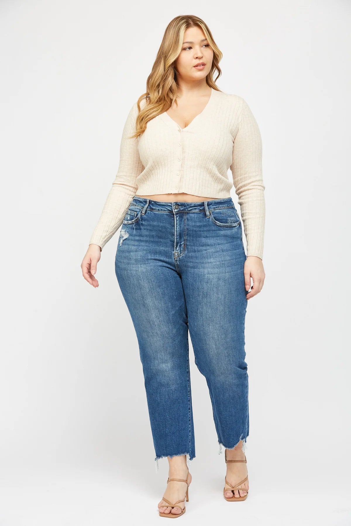 Straight Leg Step Hem Denim
