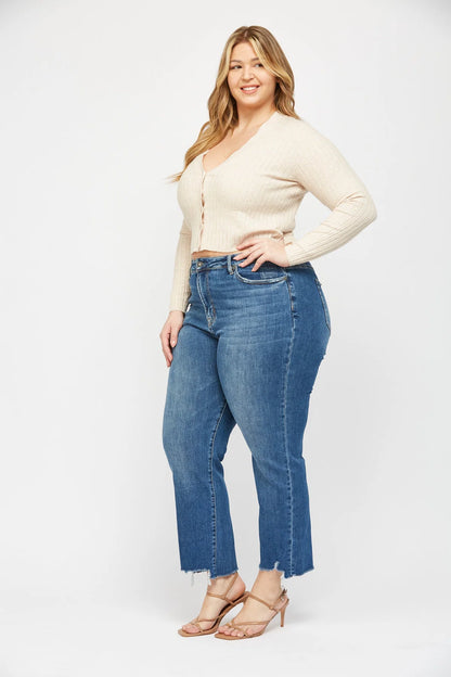 Straight Leg Step Hem Denim