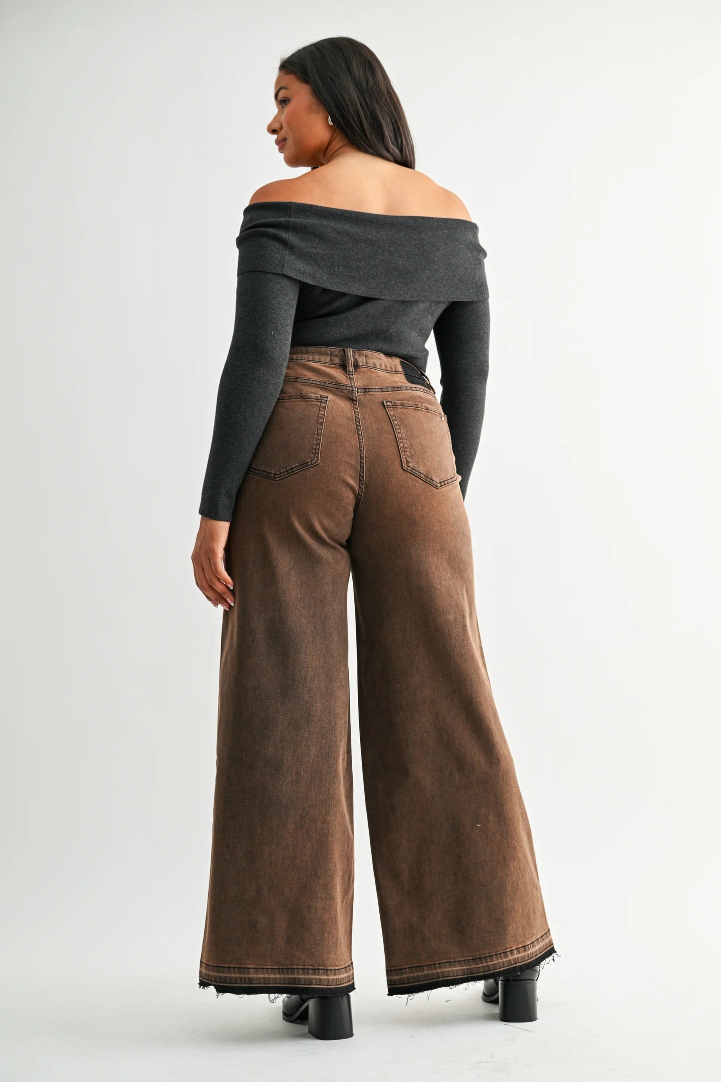 PLUS High Rise Wide Leg Vintage Wash Denim