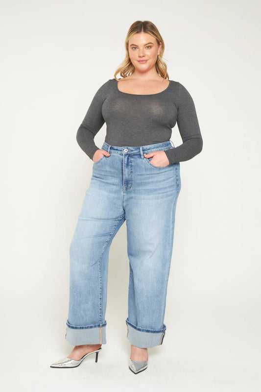 PLUS High Rise Wide Leg Denim