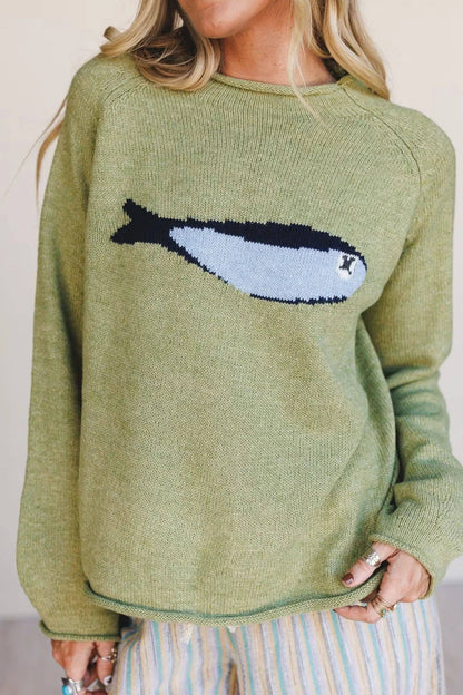 Meadow Mist Fish Knit Sweater