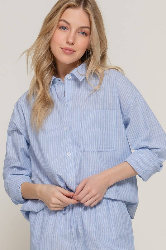 Button Down Stripe Cotton Shirt