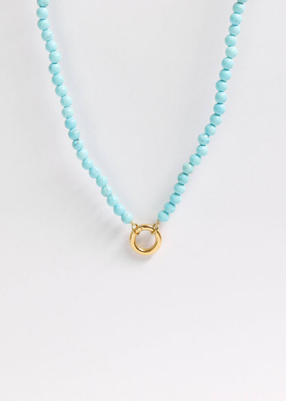 Semi Precious Stone Charm Keeper Necklace