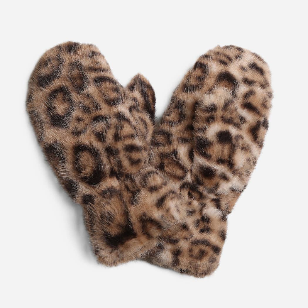 Leopard Fur Winter Mittens