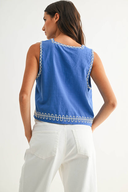 Scallop Embroidered Sleeveless Top