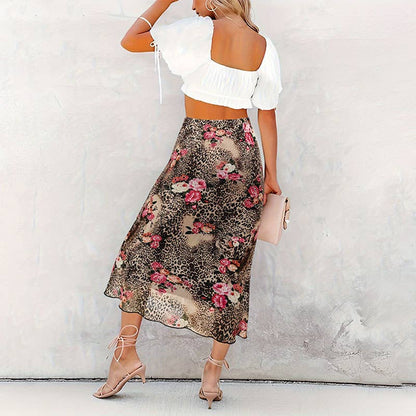 Leopard Hip Midi Skirt