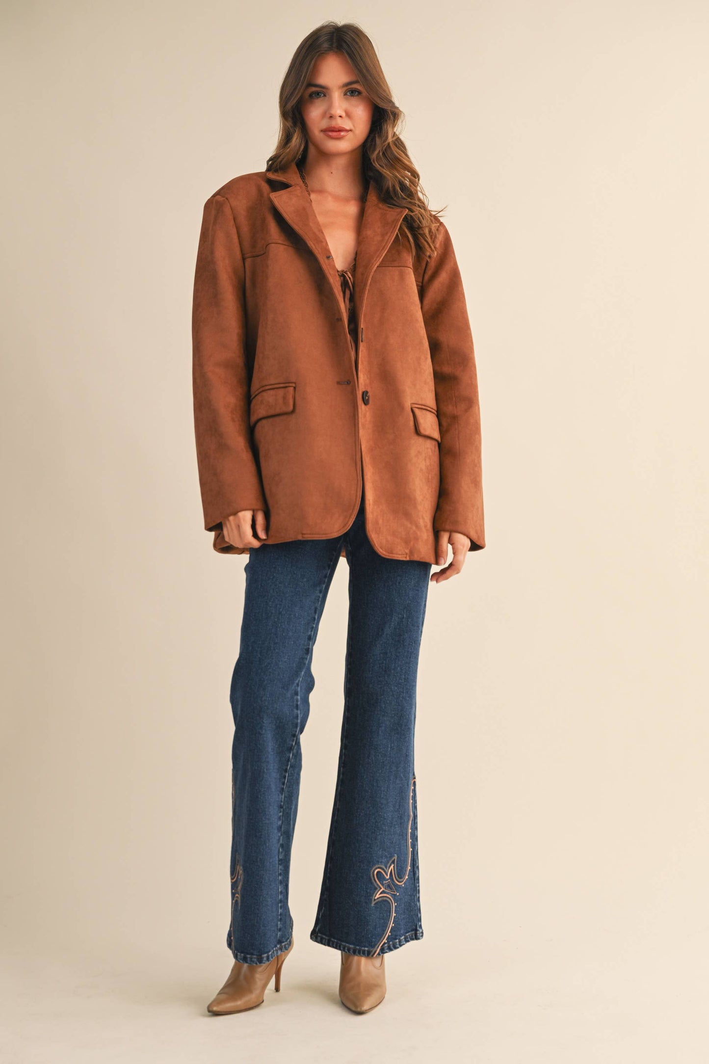 SUEDE OVERSIZED BLAZER JACKET