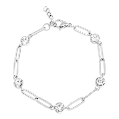 Gemstone Station Paperclip Bracelet