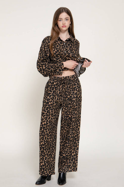 Leopard Elastic Waist Pants