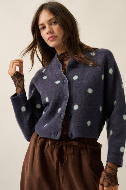 Polka Dot Cropped Cardigan