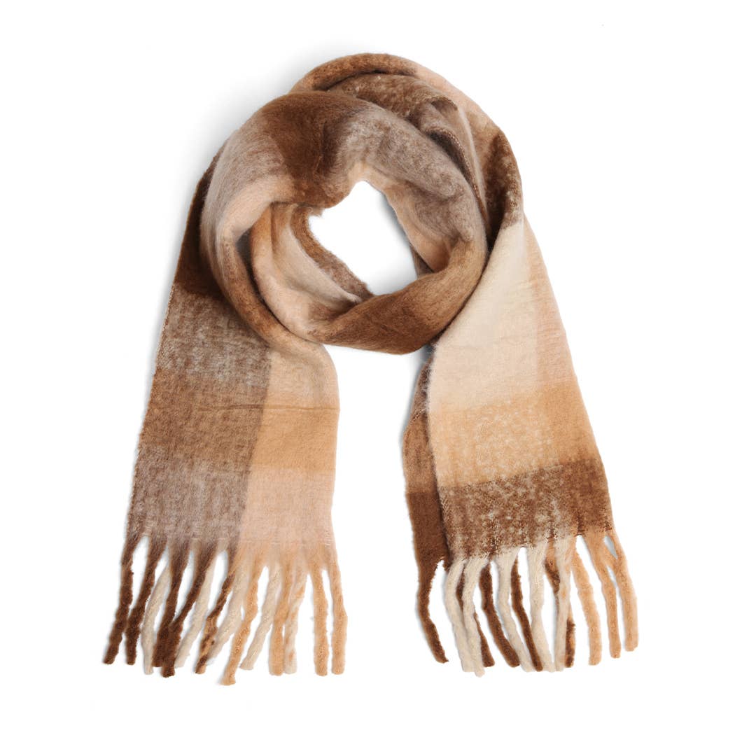 Plaid Oversized Fringe Scarf