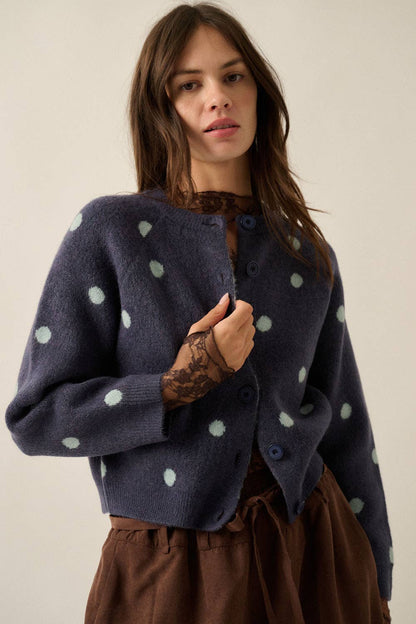 Polka Dot Cropped Cardigan