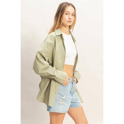 Oversized Collared Button Up Shirt