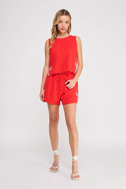 Side Bow Linen Tank