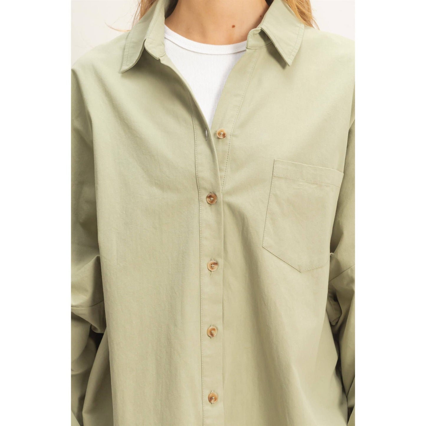 Oversized Collared Button Up Shirt