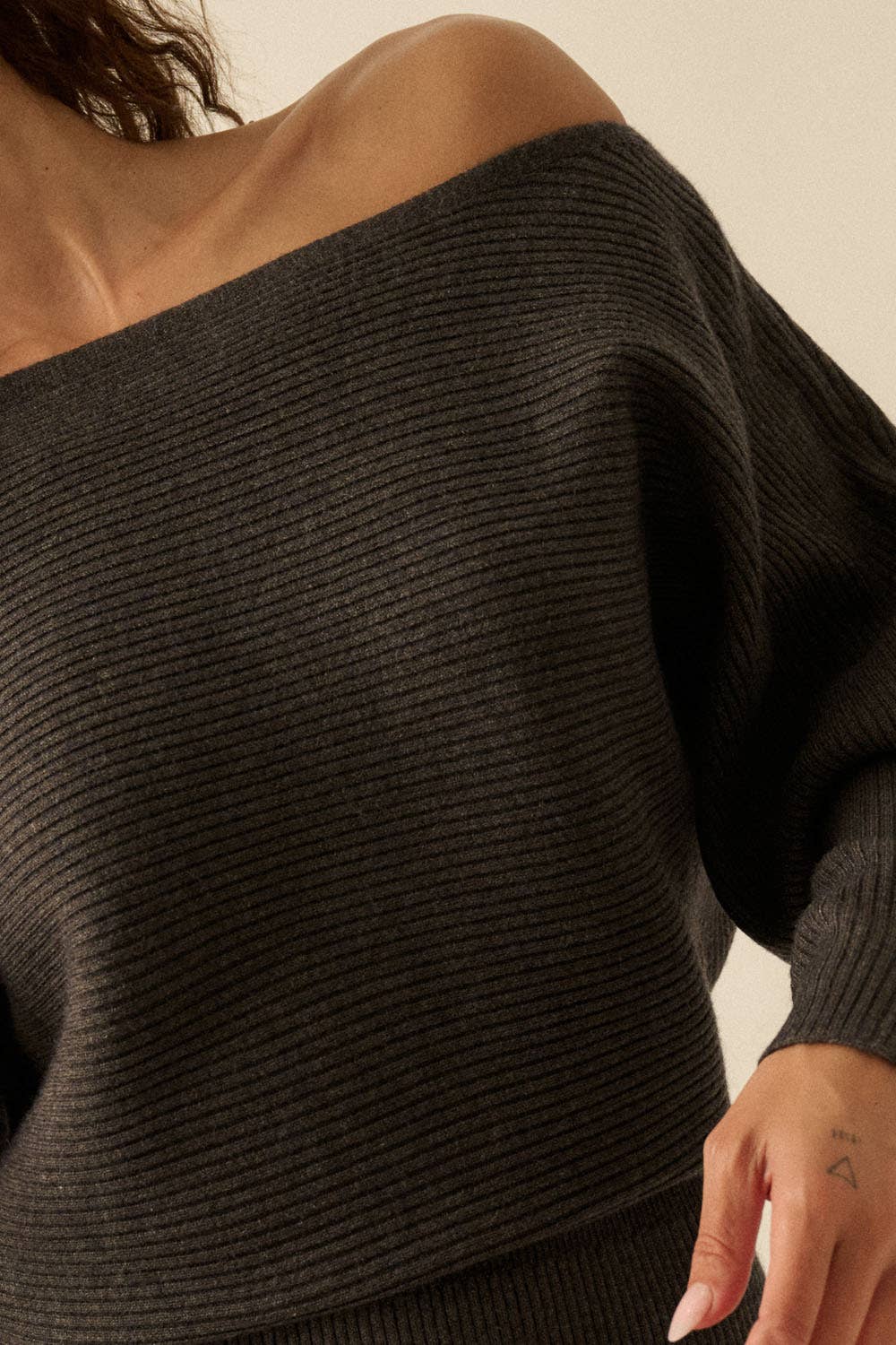 One-Shoulder Dolman Midi Sweater Dress