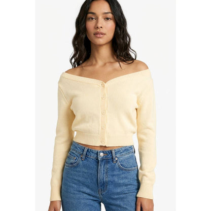 Off The Shoulder Crop Sweater Top