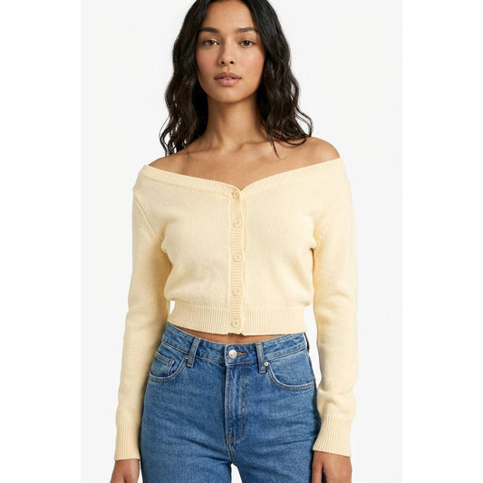 Off The Shoulder Crop Sweater Top