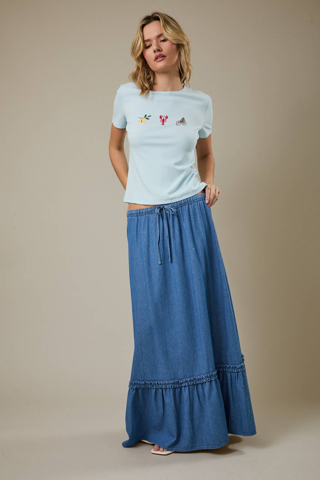 Coastal Embroidered Ribbed T-Shirt