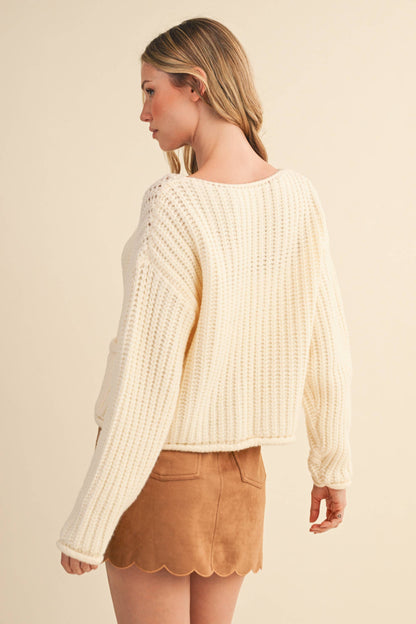 Ribbed Front tie Sweater Cardigan
