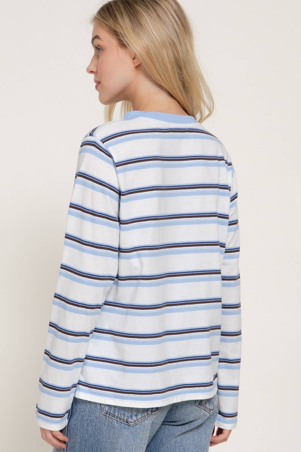 Multi Striped Long Sleeve Knit Top