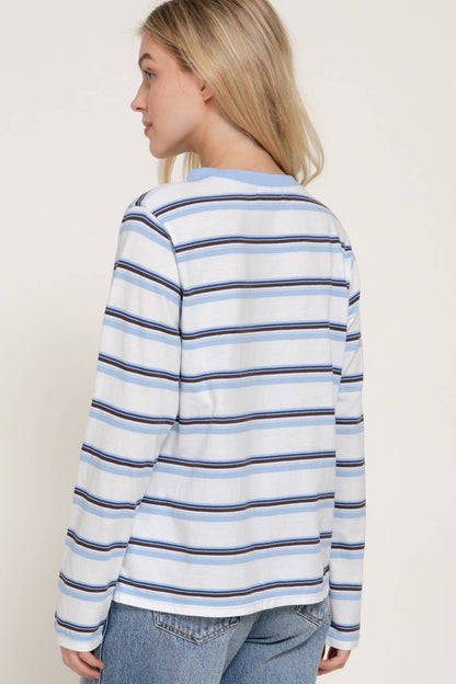 Multi Striped Long Sleeve Knit Top