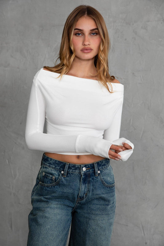 ITZY Ribbed Off The Shoulder Top
