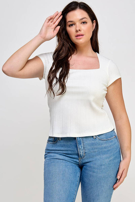 Plus Short Sleeve Ribbed Knit Shirt