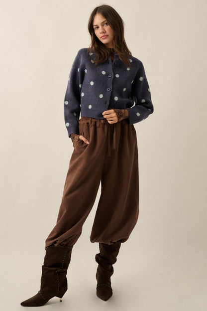 Polka Dot Cropped Cardigan
