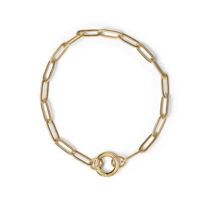Gold Paperclip Charm Keeper Bracelet
