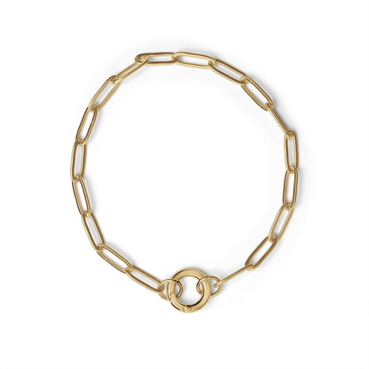 Gold Paperclip Charm Keeper Bracelet