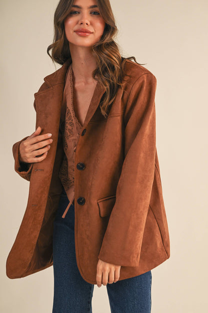 SUEDE OVERSIZED BLAZER JACKET