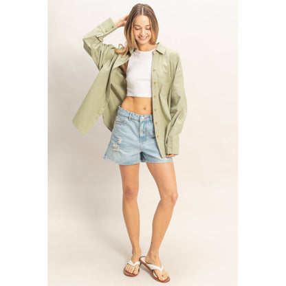 Oversized Collared Button Up Shirt