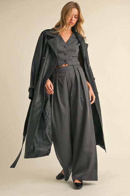 Leather Belted Trench Coat