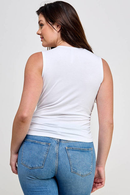 Plus V-Neck Ruched Tank