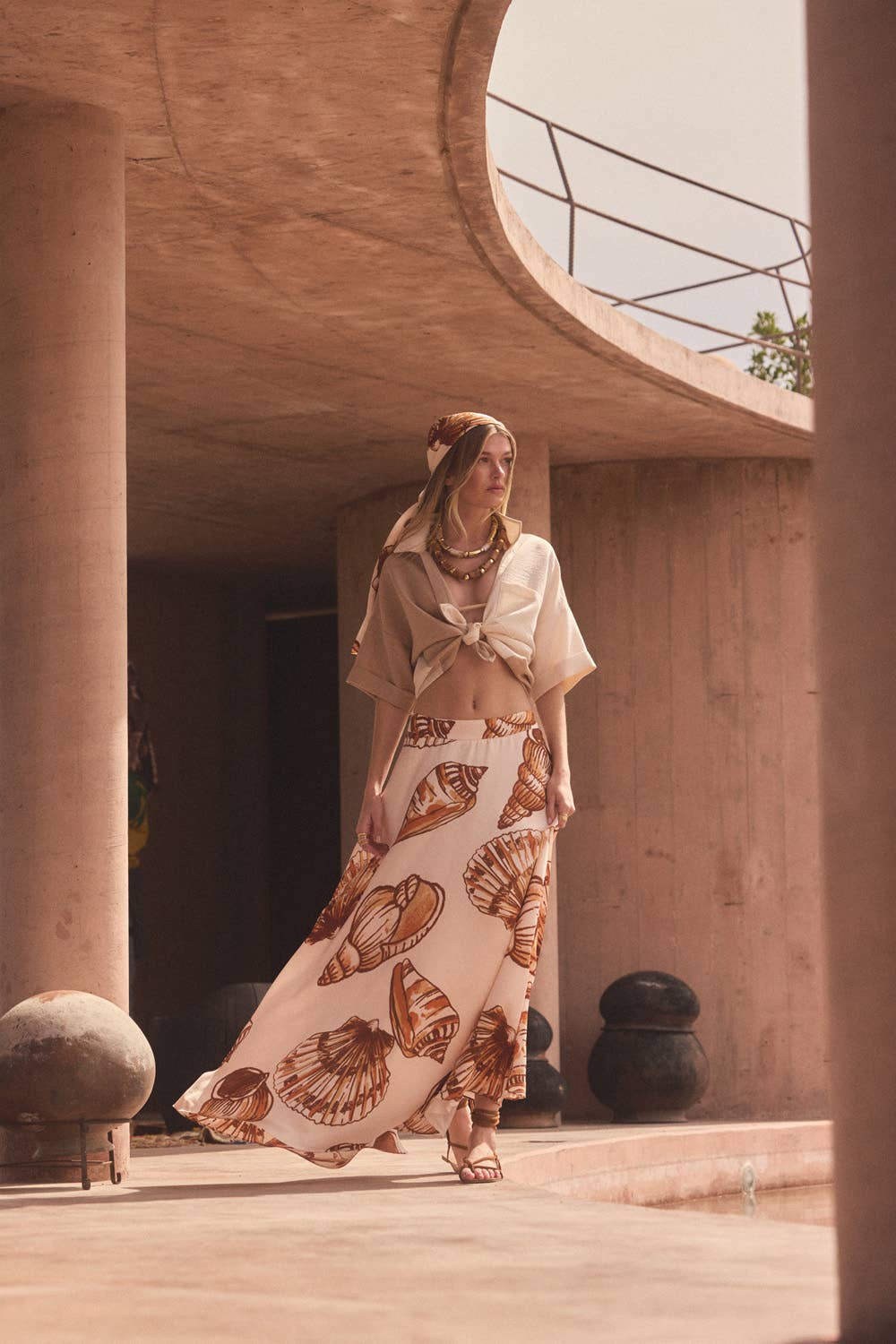 Seashell Satin A-Line Maxi Skirt