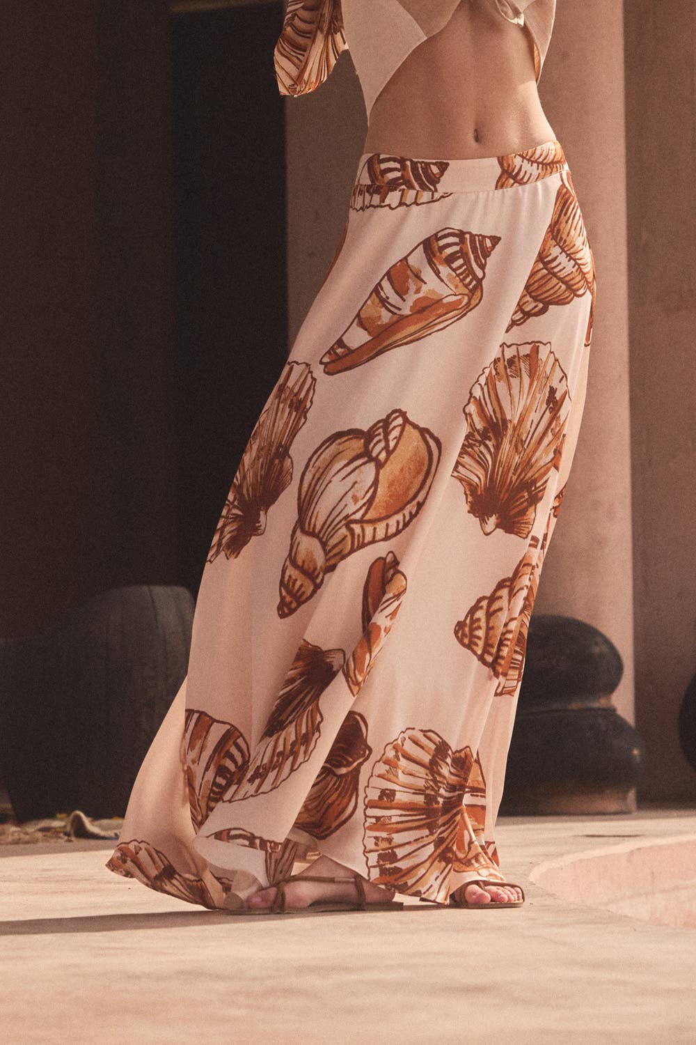Seashell Satin A-Line Maxi Skirt